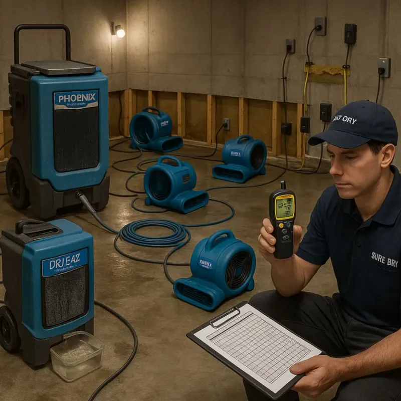 Structural Drying and Dehumidification process in Galveston, TX